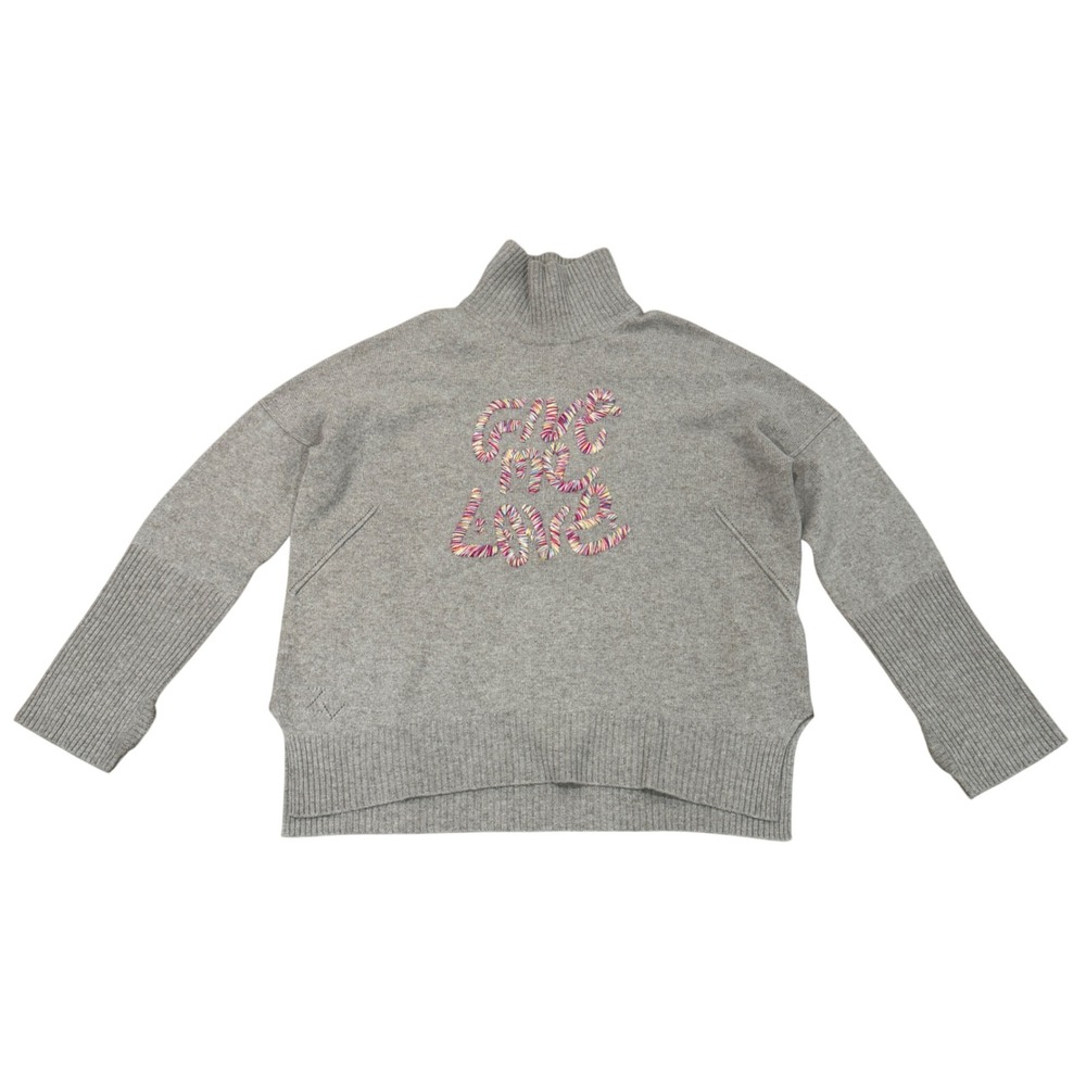 Zadig & Voltaire Alma Give Me Love Wool Sweater‎ Beige Grey Large L Cozy
